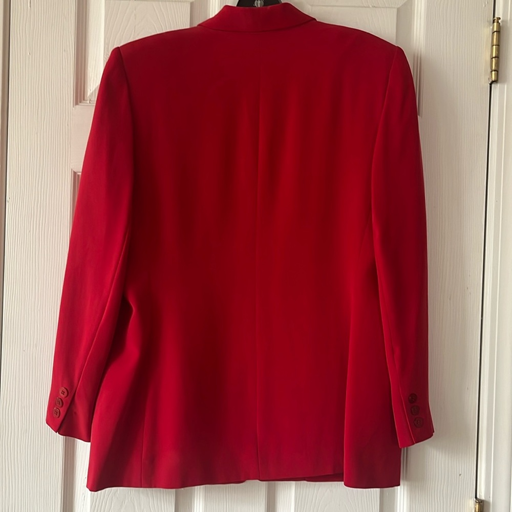 NWOT Minimalist design 100% red silk 2-pc suit sz 12 Petite CHAUS formal - Picture 4 of 7